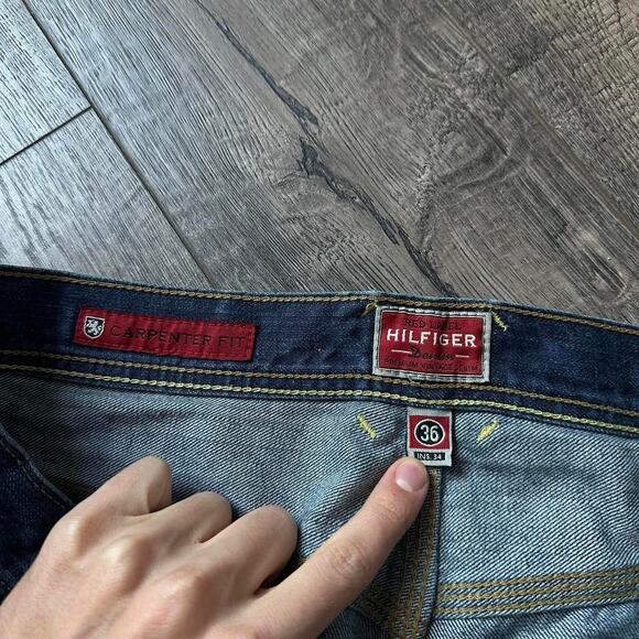 Vintage Y2K Dark Denim Baggy Tommy Hilfiger Carpenter Jeans - Picture 5 of 8